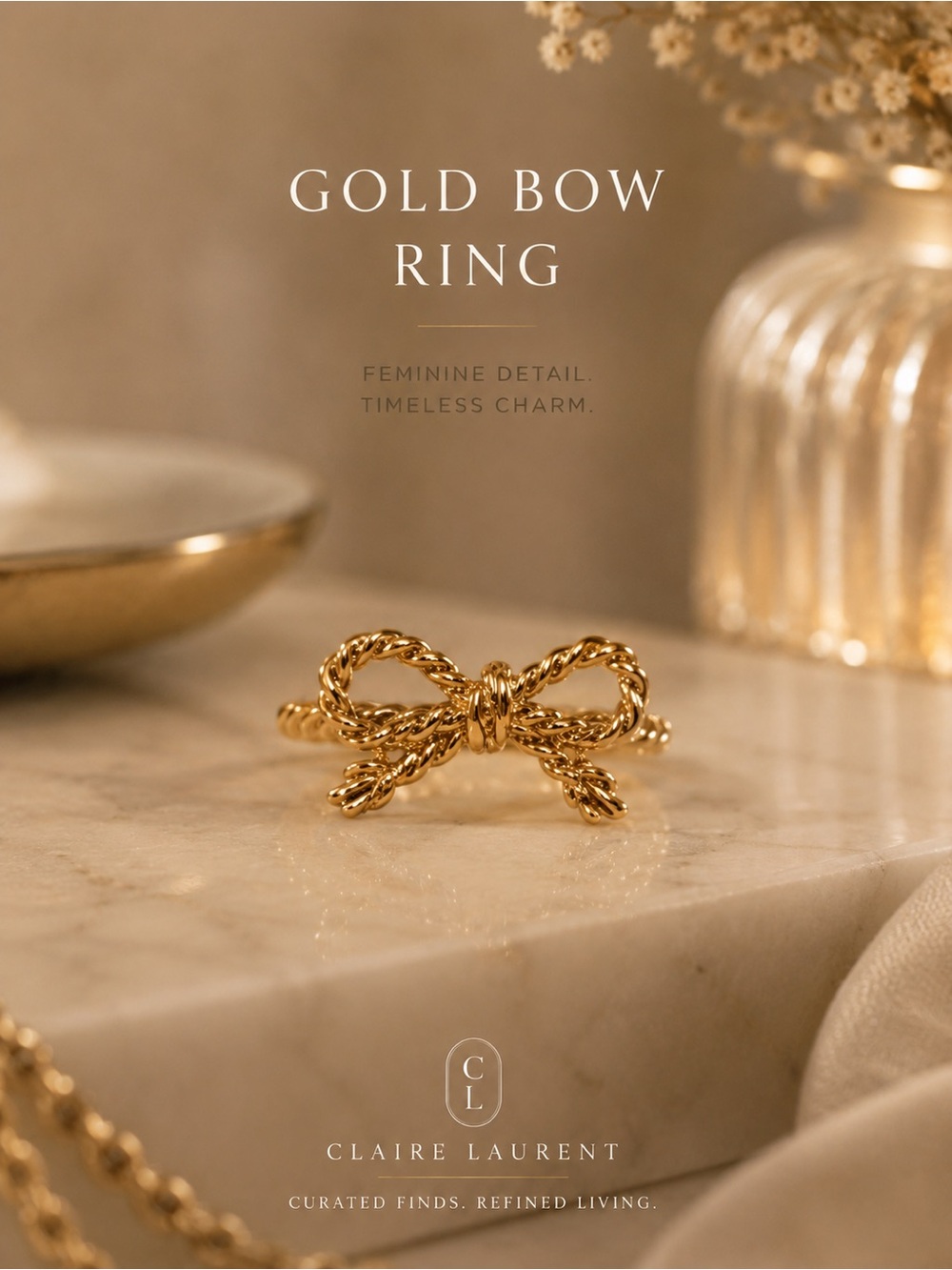Gold Bow Ring - Claire Laurent
